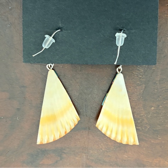 Southwest silver, inlay & shell Dangle Earrings - Picture 3 of 3